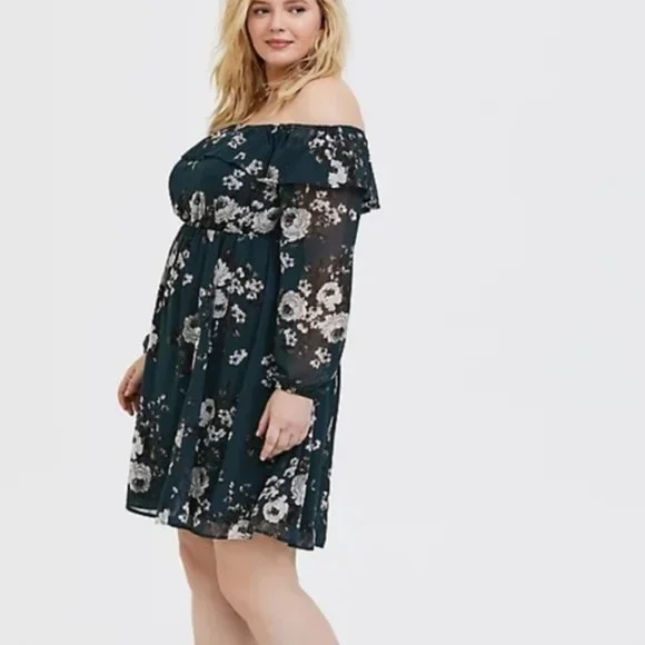 green emerald velvet dress Unique Vintage Plus Size Teal Floral Velvet Burnout Dahlia Swing Dress